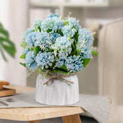 UCHUANG Fake Flowers with Vase, Artificial Roses Bouquet in Vase, Centerpiece Table Decorations for Coffee Table, Living Room, Dining Table, Office, Kitchen, Home Room Decor(White, with Glass Vase)