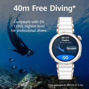 WATCH GT5 Pro 42 mm Smartwatch, Sharp-Edged Design, upto7 Days Battery Life, Pro-level Sports Watch, iOS & Android Compatible, 3 Months HUAWEI Care+, White Ceramic
