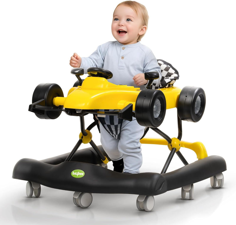 Baybee F1 Baby Walker for 6-18 Month Boy Girl, Push Walker for Kids with 3 Height Adjustable & High Back Seat | Activity Walker for Toddler (Yellow)