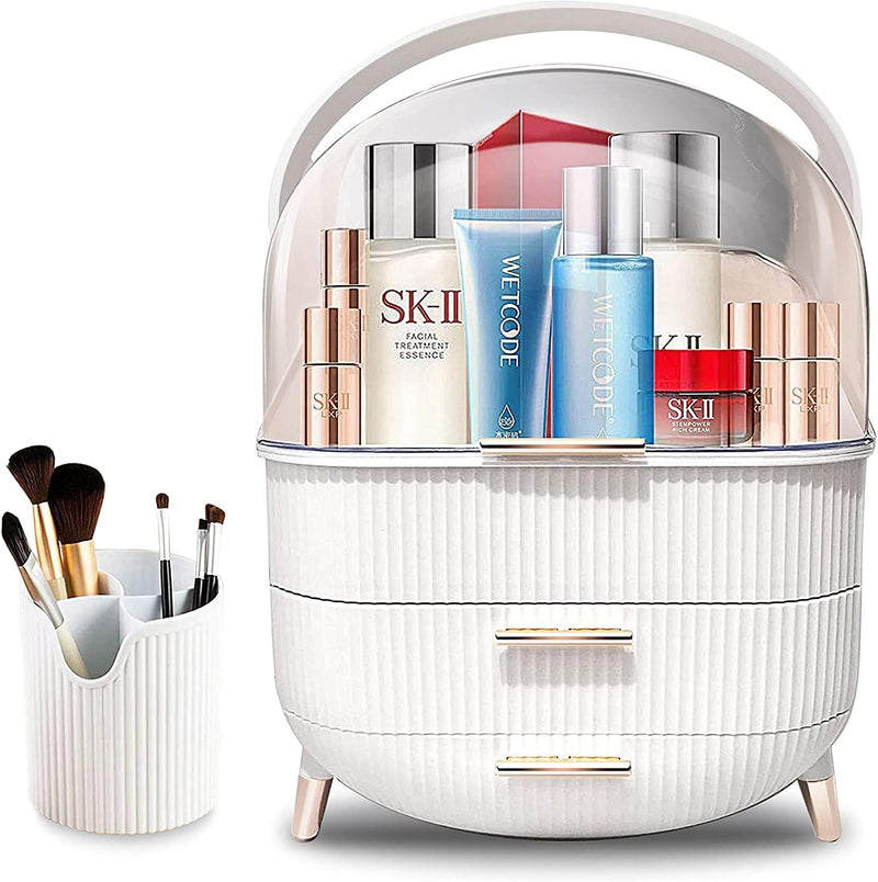 LIMOS Large Cosmetic Makeup Organizer with Drawers and Brush Organizer, Dust Water Proof Cosmetics Storage Display Case, Suitable for Bathroom Countertop and Bedroom Vanity Dresser - Assorted