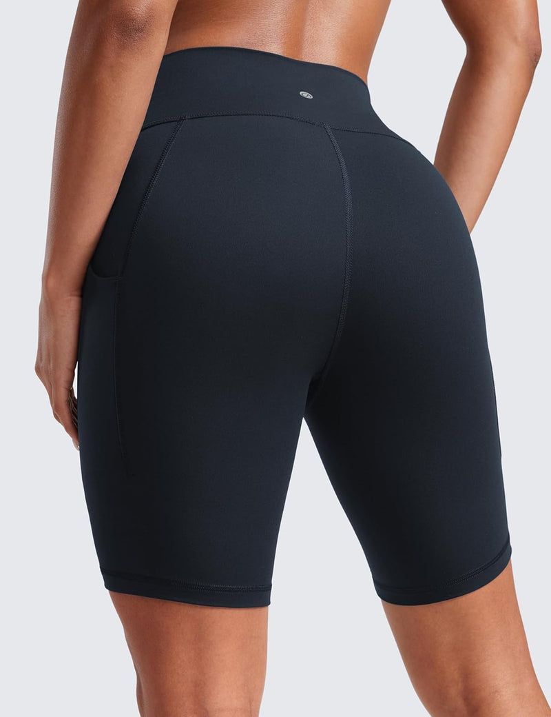 CRZ YOGA Women's Butterluxe Biker Shorts 8 Inches - High Waisted Yoga Shorts Side Pockets Buttery Soft
