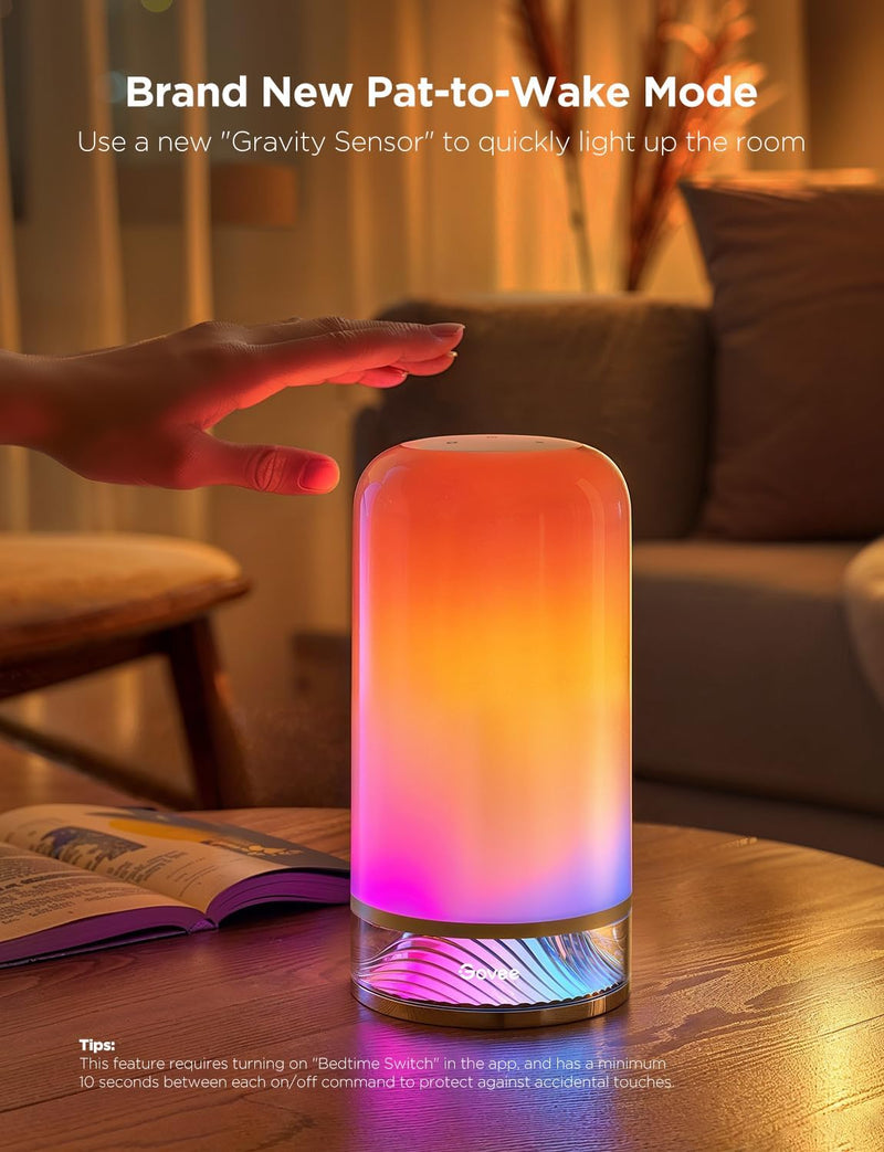 Bedside Touch Table Lamp RGBICWW, Matter Alexa Compatible LED Light 70 Scene Modes, Timer, Music Sync, 2700-6500K Night Lamp for Bedroom & Kids Living Room Decor(Corded Electric)