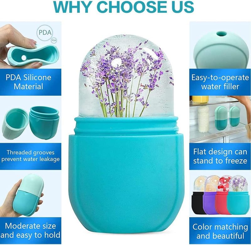 ECVV Ice Face Roller Massager for Face, Eyes and Neck, Skin Care Roller Face Massager Reduce Puffiness, Reusable Massage Silicone Ice Mold (Blue)