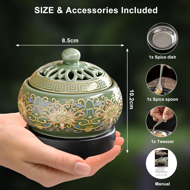 Ceramic Electric Incense Burner with LED Display, Resin Burner, Timing Temperature Adjustment, Electronic Aroma Diffuser For Indoor Air Purification, Home Decoration, Meditation, Yoga