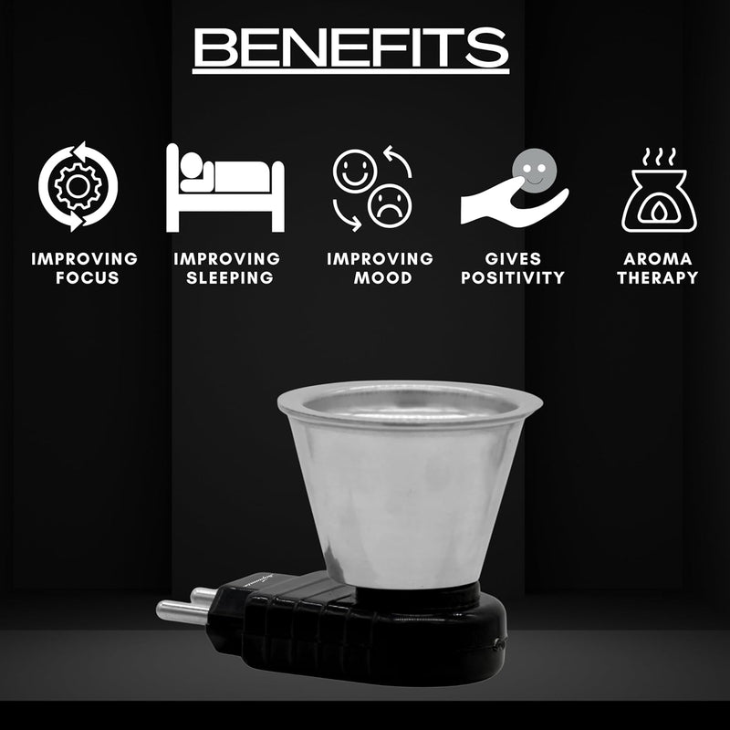 SIGNAMIO® 2 Pcs Kapoor Dani Electrical Camphor Diffuser Burner Set Oil Diffuser for Home, Featuring a bakhoor Burner and Electric dhup dani for Pooja Room