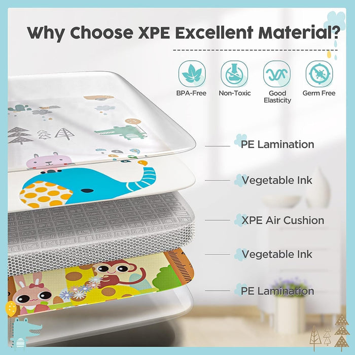 AM ANNA Baby Floor Play Mat, 0.6 in Thicker Reversible Foldable Baby Play Mat,Extra Large Play Mat for Baby Waterproof Non Toxic Anti-Slip Reversible Foam Playmat for Baby Toddlers Kids(79"x71")