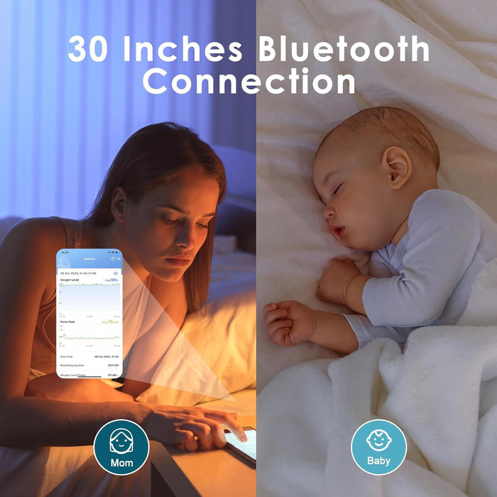 TATOAOWAW Baby Oxygen Monitor with Bluetooth App, Tracks Baby's Heart Rate, O2, Sleep Monitor, Adjustable Foot Band for 0-36 Months Infant