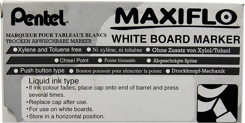 PENTEL MAXIFO Whiteboard Markers, Broad Chisel Tip, Black (Pack of 3)