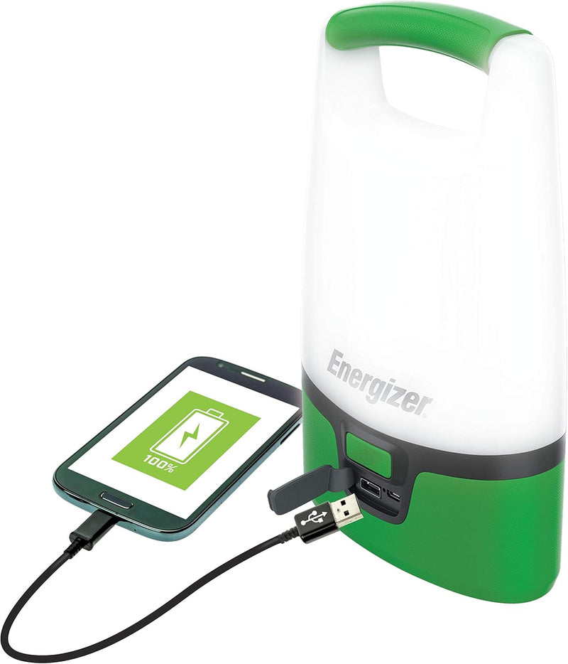 Energizer Vision 360 Led Rechargable Lantern, Water Resistant, 1200 Lumens, Usb Port To Charge Other Devices, Charging Cable Included - Green