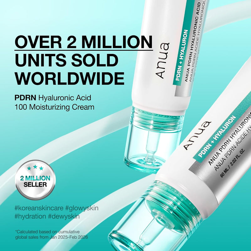 PDRN Hyaluronic Acid 100 Moisturising Cream Lightweight Moisturising Moisturising Cream with Salmon PDRN, Hyaluronic Acid, Collagen for Glass Skin, Korean Skin Care (60 ml)