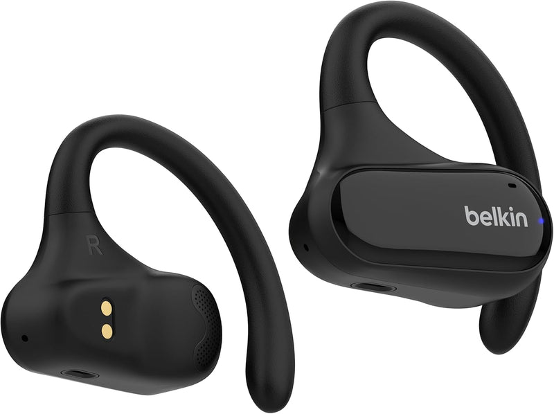Belkin SoundForm ClearFit Open-Ear Wireless Earbuds, Lightweight Sport Earphones, Bluetooth Earbuds w/Long-Lasting Comfort, IPX5 Waterproof Earbuds for iPhone, Hiking, Biking, Running, & More - Black - Black