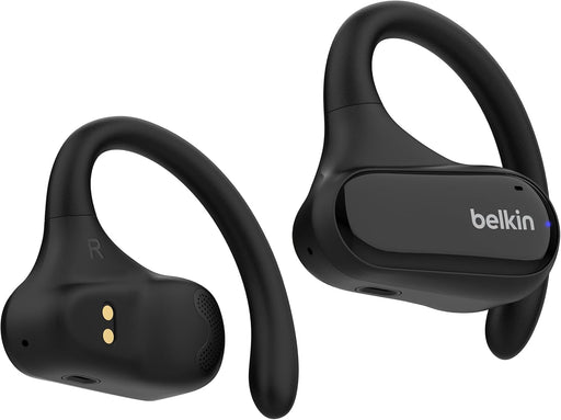 Belkin SoundForm ClearFit Open-Ear Wireless Earbuds, Lightweight Sport Earphones, Bluetooth Earbuds w/Long-Lasting Comfort, IPX5 Waterproof Earbuds for iPhone, Hiking, Biking, Running, & More - Black - Black