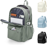 WEPOET School Backpack for Teens, Men and Women School Bag, Large Shoulder Bag - A4 Green
