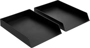 Amazon Basics Rectangular Plastic Desk Organizer, Accessory Tray, Black - letter size Letter Tray