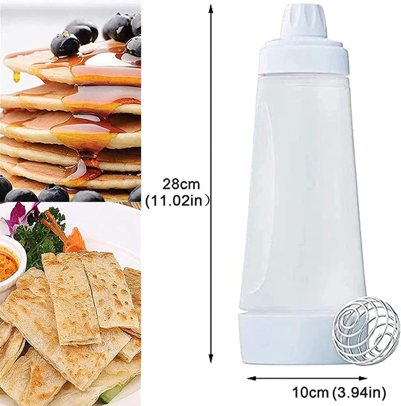Pancake Batter Dispenser - Kitchen Tool for Cupcakes, Crepes, Waffles & Cookies - Liquid Batter Mix Dispensing Bottle with Measurement Marks, Easy Squeeze