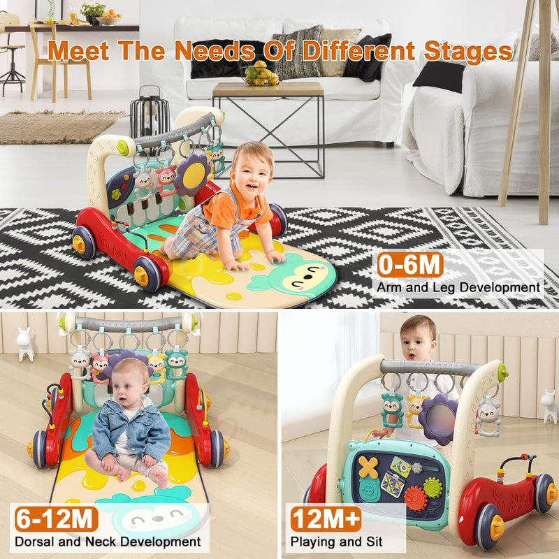 Baby Play Gym Mat, Detachable Infant Gym Pad Baby Kick & Play Piano Mat Kids Tummy Time Musical Activity Center Play Mat Learning Sensory Exploration Motor Skill Development for Newborn Infant Toddler