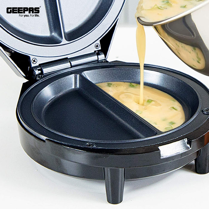Geepas 1000W Omelette Maker – Dual Electric Non-Stick Egg Cooker – Automatic Temperature Control & Power Light – Multi Cooker for Omelettes, Fried, Poached & Scrambled Eggs – 2 Year Warranty