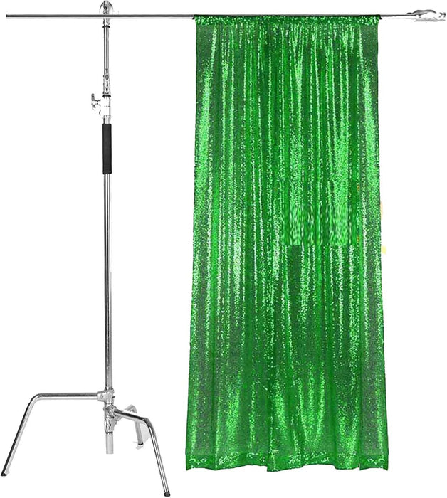 LQIAO 2 Panels Light Gold Sequin Backdrop Glitter Fabric for Wedding Birthday Parties Shimmer Wall-2x8ft