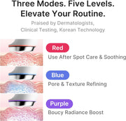 Mini Booster Pro Plus Facial Device for Radiant, Calming, and Bouncy-Looking Skin Red, Blue, Purple 3-Mode Portable Korean Skincare Device, At Home Care Pink