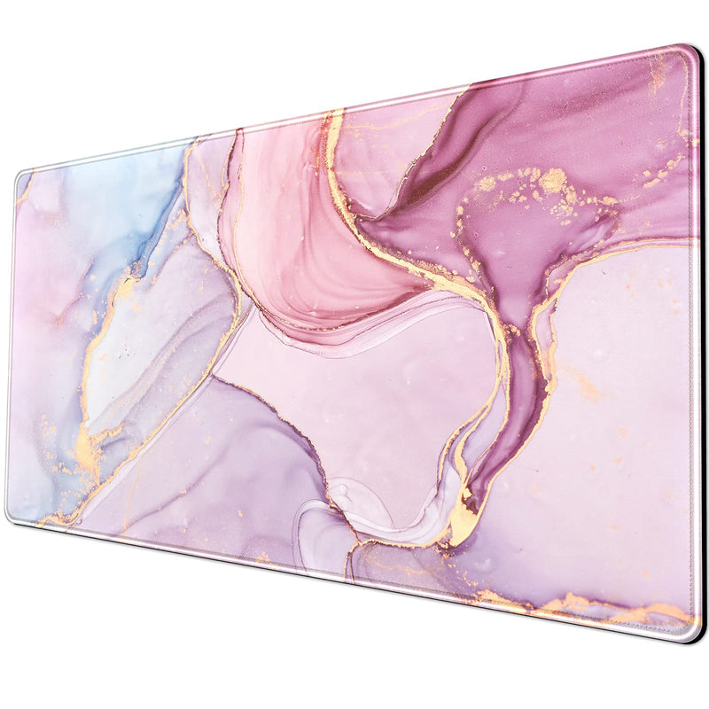 Desk mat XXL Mouse pad, Pink Rose Gold Marble Office Supplies and Accessories Decor Office for Women 31.5X15.75in,Stitched Edges Smooth Surface and Non-Slip Rubber Bottom,Large Mouse pad for Desk …