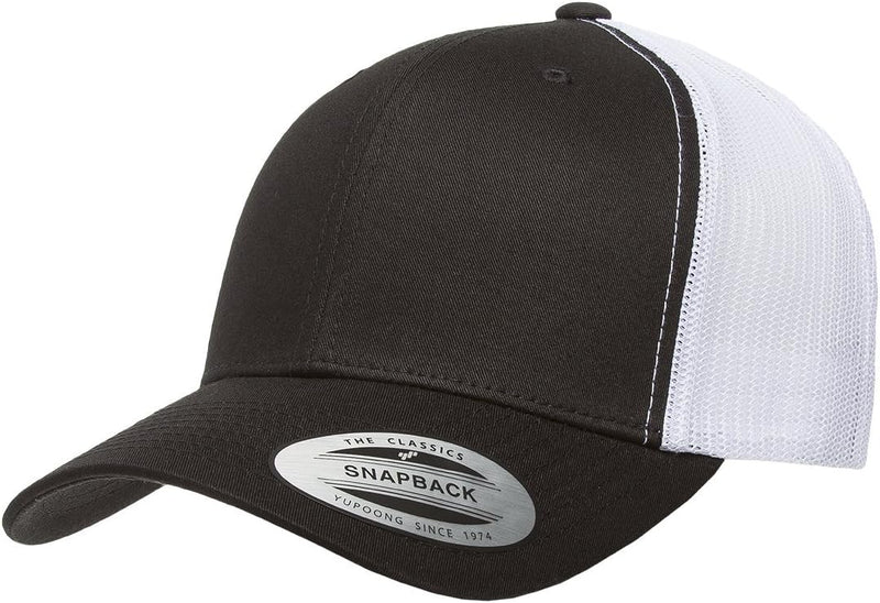 mens Trucker Mesh Cap Hat - Black/White