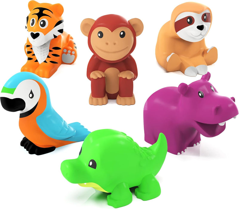 Tub Works® Savanna™ Mold Free Bath Toys, 6 Pack | Sealed, No Hole Bath Toys Design Keeps Moisture Out | Soft, Squeezable & Float on Water | Easy-Grip Baby & Toddler Bathtub Toys | Great Baby Pool Toys