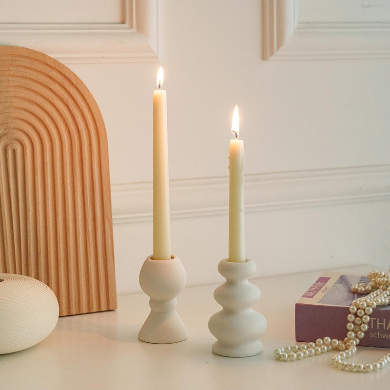 Taper Ceramic Candle Holders, Matte Boho Decorative Candlestick Holders, Creative Modern Knot Candlestick Holder Set, Table Decor Centerpiece for Home Decor Dining Wedding Party Aromatherapy, 2Pcs