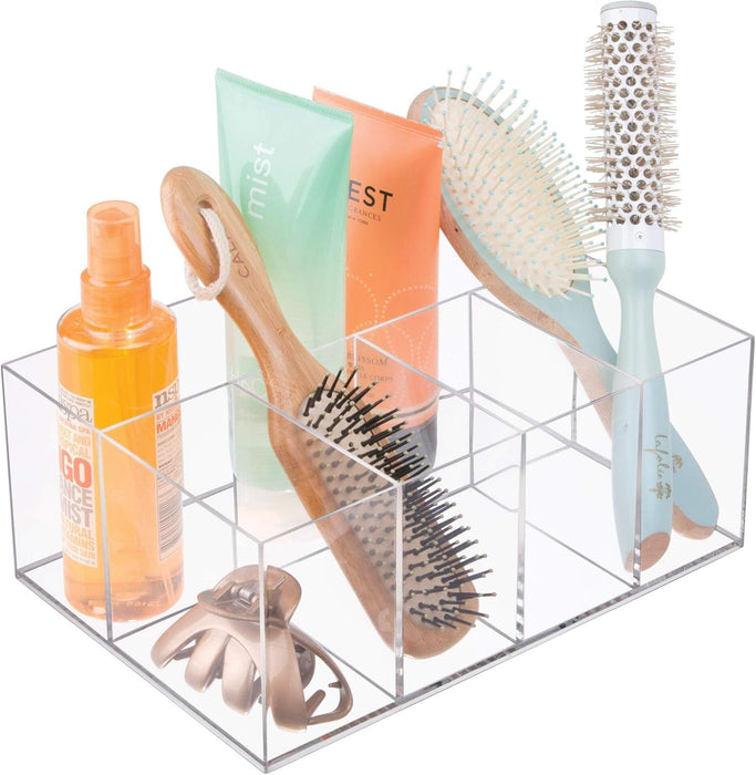 INTERDESIGN Idesign Organizer For Vanity Cabinet To Hold Makeup Beauty Products Hair Accessories – 5 Compartments, Clear Clarity Cosmetic, 5 Section