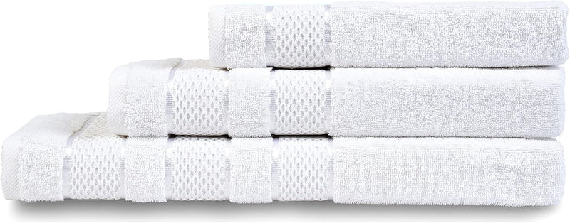 6 Piece Towel Set Luxury Hotel Quality 600 GSM 100% Turkish Genuine Cotton, 2 Bath Towels, 2 Hand Towels, 2 Washcloths, Super Soft & Absorbent - (Bright White, 6 Piece Towels)