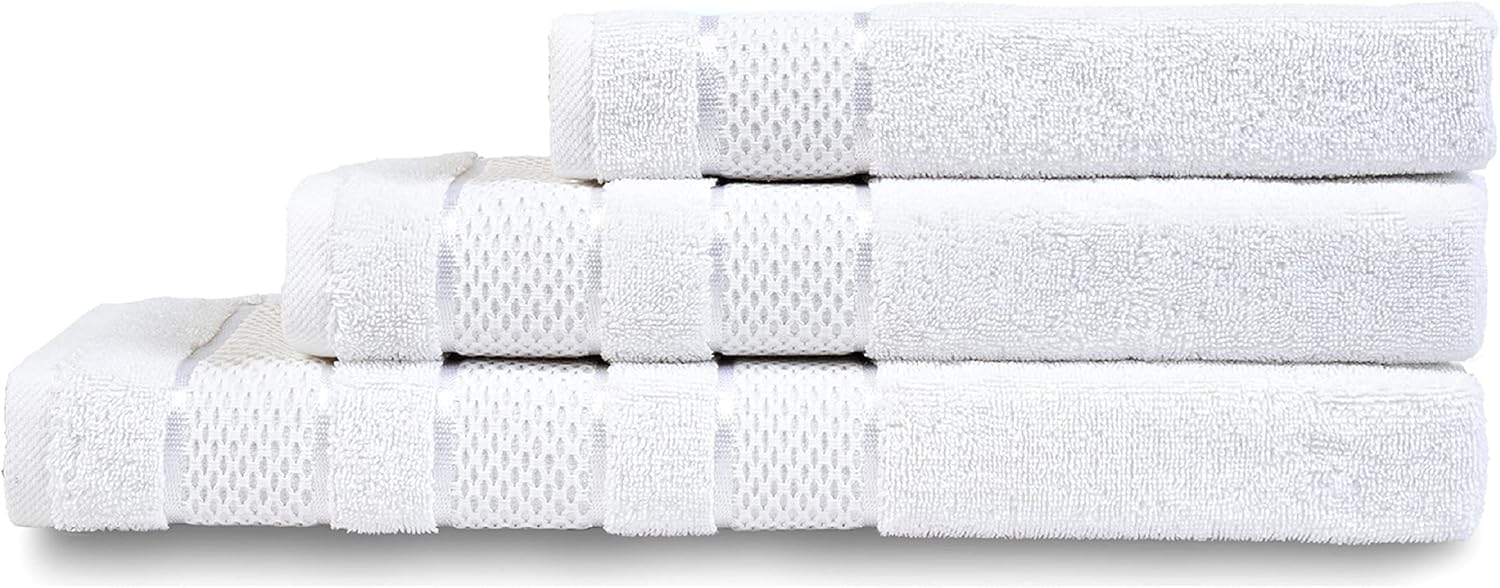 6 Piece Towel Set Luxury Hotel Quality 600 GSM 100% Turkish Genuine Cotton, 2 Bath Towels, 2 Hand Towels, 2 Washcloths, Super Soft & Absorbent - (Bright White, 6 Piece Towels)