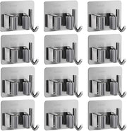 ZALCOON 2 PCS Mop Broom Holder Wall Mount - Mop Holder Self Adhesive No Drilling Super Anti-Slip Broom Holder for Home Garage Garden Laundry Room, kitchen organizer Tools (Mix) - 12 Pieces With Hook
