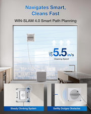 ECOVACS WINBOT W2S OMNI Window Cleaning Robot, with 6-in-1 Multifunction Station, TruEdge Edge-to-Edge Precision, Triple Wide-Angle Spray Nozzles, 12-Level Safety System, Dual Power Modes