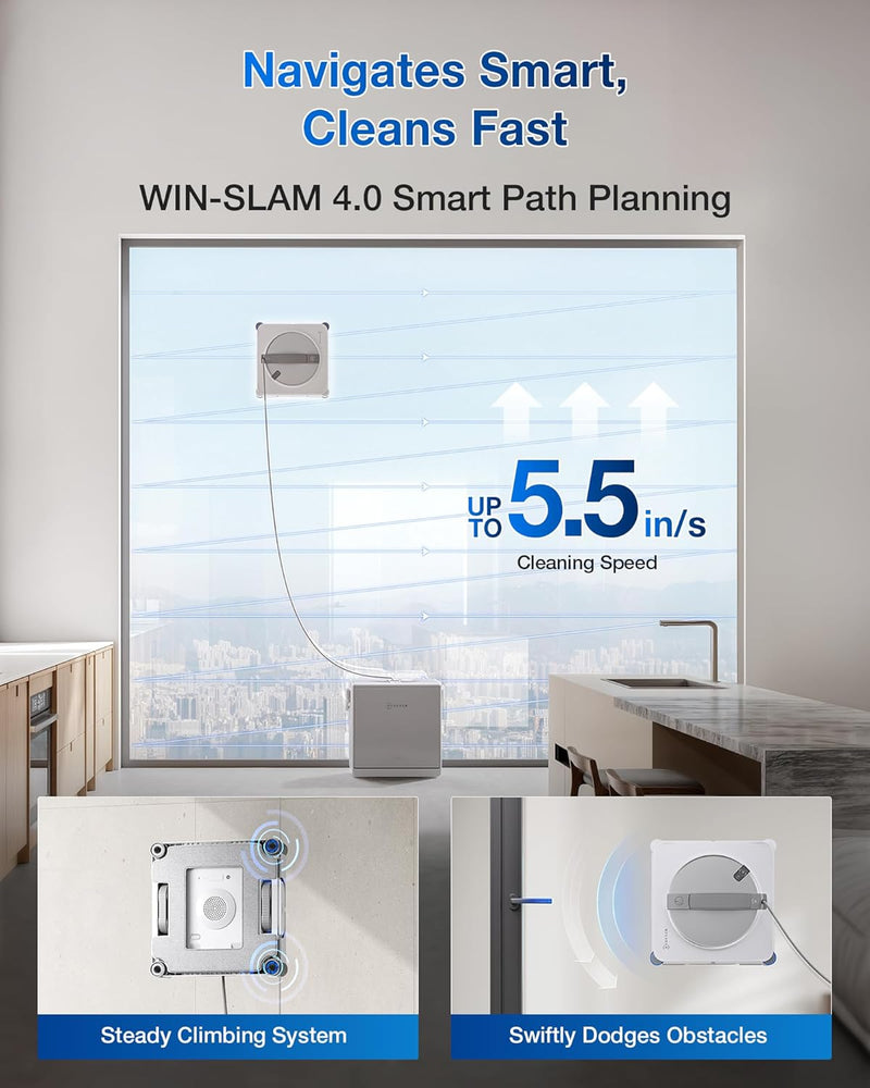 ECOVACS WINBOT W2S OMNI Window Cleaning Robot, with 6-in-1 Multifunction Station, TruEdge Edge-to-Edge Precision, Triple Wide-Angle Spray Nozzles, 12-Level Safety System, Dual Power Modes