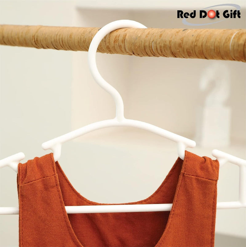 Red Dot Gift® 10-Pack Baby Clothes Hangers Nonslip Children Coat Hangers Plastic Nursery Hangers With Notched Shoulder For Babies Toddlers Kids Clothes Hanger,suit hanger (White)