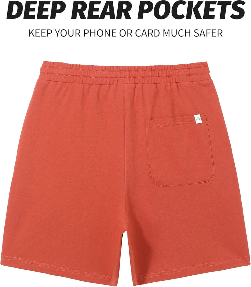 Men's Athletic Gym Shorts with Zipper Pockets 5.5" Elastic Waist Casual Cotton Sweat Short Pants for Pajama Jogger Sport