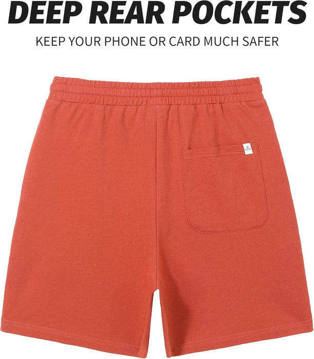 Men's Athletic Gym Shorts with Zipper Pockets 5.5" Elastic Waist Casual Cotton Sweat Short Pants for Pajama Jogger Sport