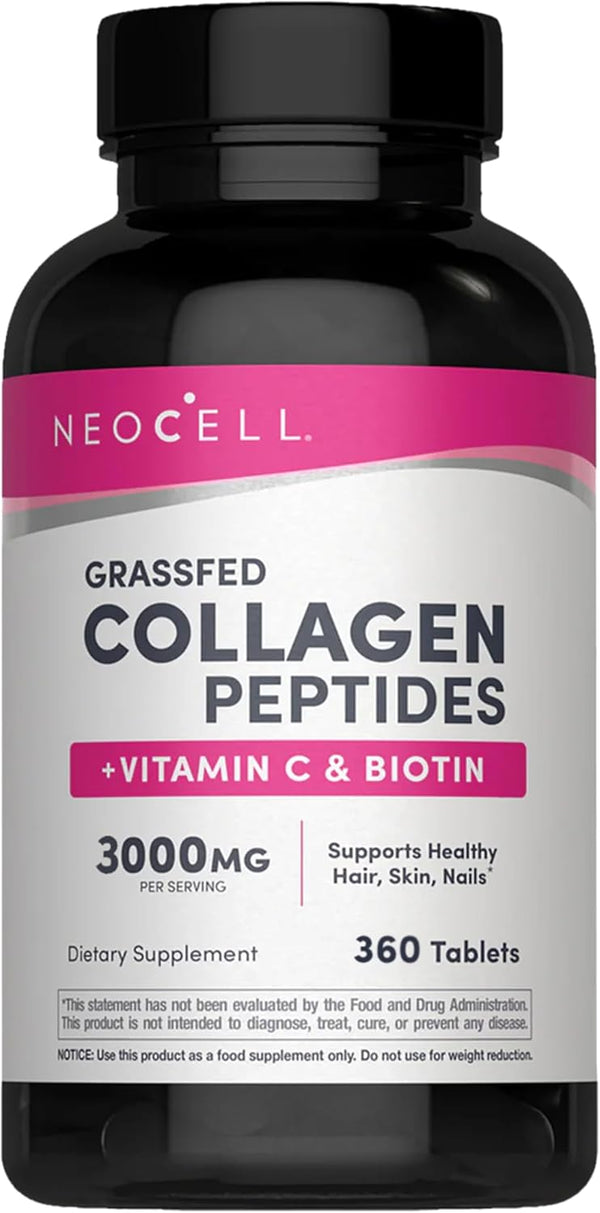 Grassfed Collagen Peptides + Vitamin C + Biotin 6g Type 1 & 3 & 5,000mcg Biotin Supports Healthy Hair & Skin & Nails & Joints 270 Tablets - 360 Tablets