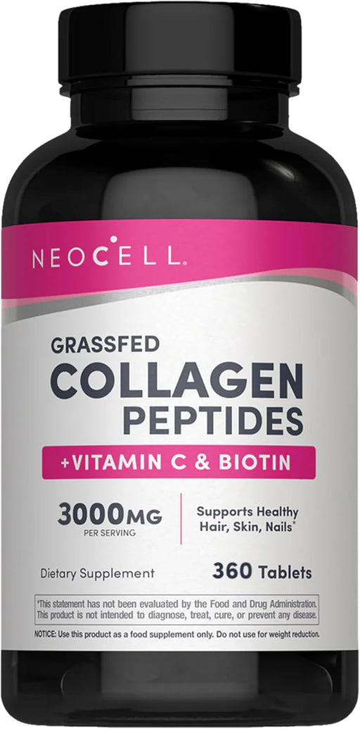 Grassfed Collagen Peptides + Vitamin C + Biotin 6g Type 1 & 3 & 5,000mcg Biotin Supports Healthy Hair & Skin & Nails & Joints 270 Tablets - 360 Tablets