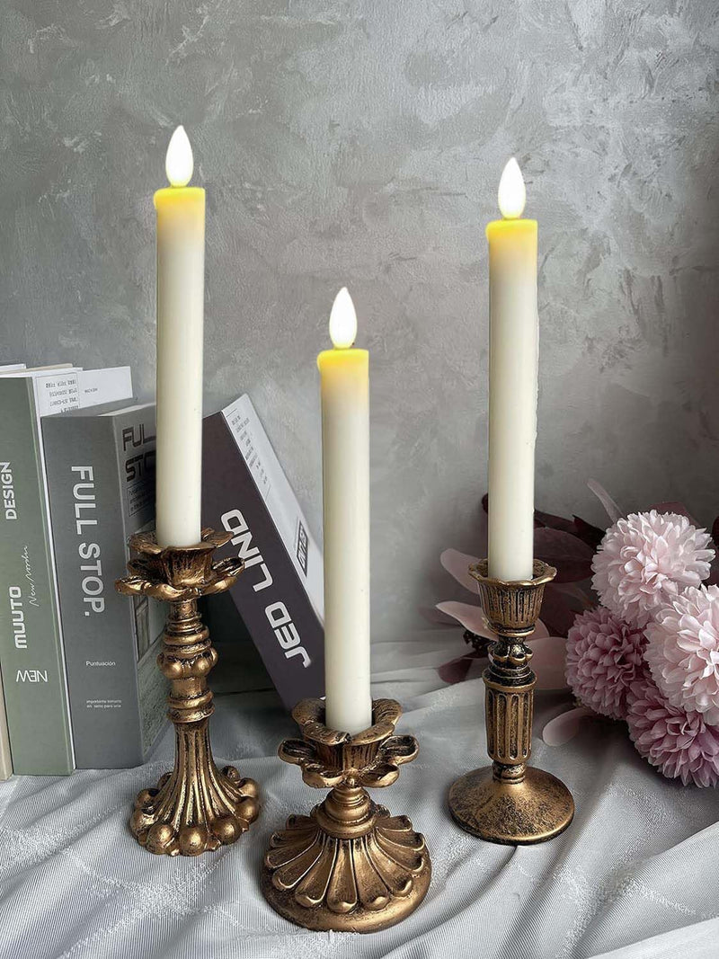 Kolnlala French Nostalgic Floral Resin Candle Holder Antique Bronze/Furniture Decoration/Retro Ornaments Candlestick (Bronze)