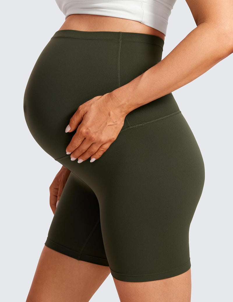 CRZ YOGA Womens Butterluxe Maternity Yoga Biker Shorts Over The Belly 4" / 6" - Pregnancy Workout Running Athletic