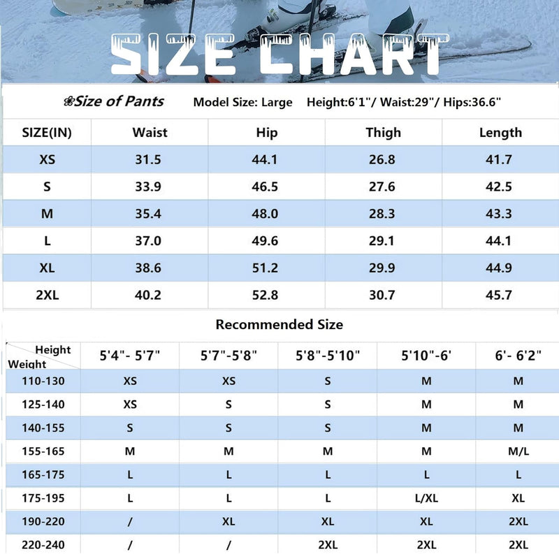 YEEFINE Men's Waterproof Snow Pants Insulated Outdoor Ski Pants Winter Warm Detachable Suspender Snowboard Bibs