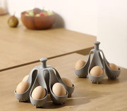 GraGra Silicone Egg Cooker Holder, Egg Boiling Support, Egg Cooker Holder for 4 Eggs, Heat Resistant Silicone Egg Steamer Rack, Eggs Poacher Brackets, for Home, Kitchen, Grey