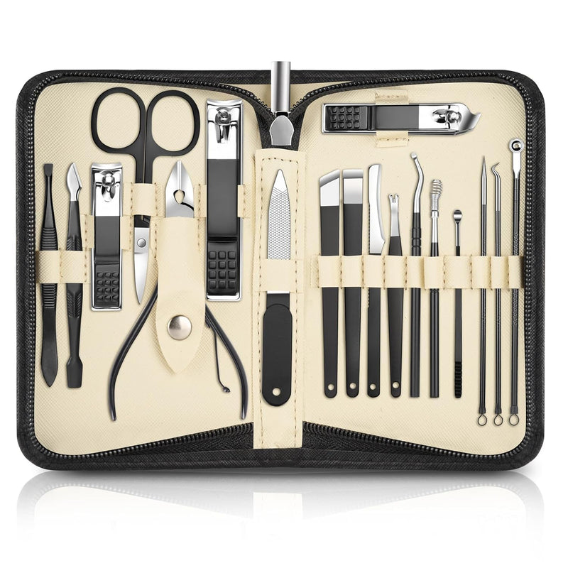 TERRIFI Manicure Set, 18 Pieces Nail Clippers Pedicure Kit, Stainless Steel Nail Set, Gift Box for Men Women