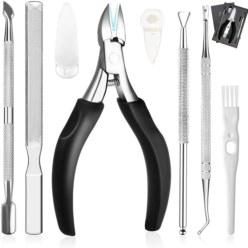 Pingispower Toe Nail Clippers Kit, 8PCS Professional Toenail Clippers for Men & Women, Premium Stainless Steel Surgery Grade Ingrown Toenail Treatment Manicure Tools Kit for Seniors & Thick Toenails