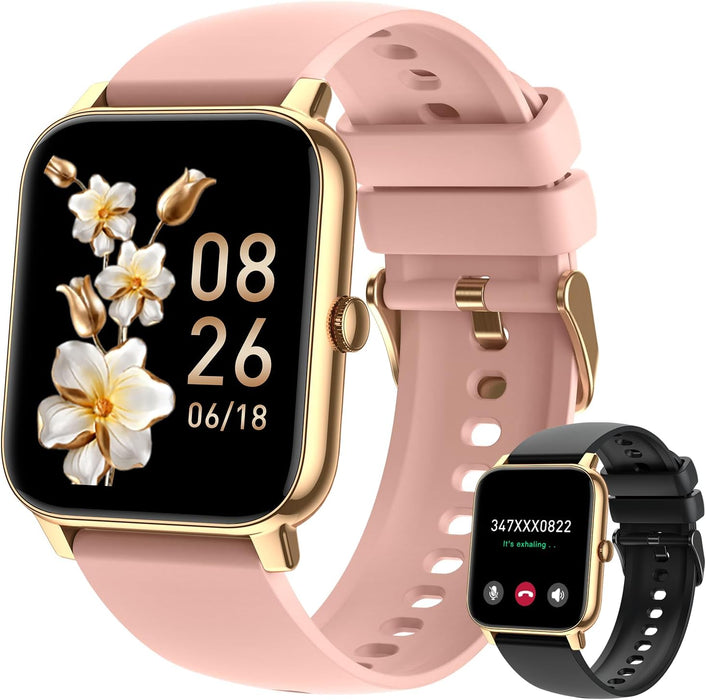 Smart Watch for Women Fitness Tracker: Gold Smart Watches for Women Digital Mens watches Make/Answer Call Waterproof Running Smartwatch Android Phone iPhone Samsung Compatible Heart Rate Monitor