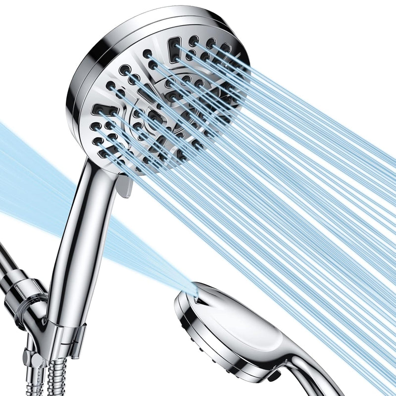 Gcirik High Pressure Shower Head with Handheld, 8 Spray Settings + 2 Power Jet Modes Shower Heads, 5.04" Detachable Showerhead Set with Stainless Steel Hose and Adjustable Bracket