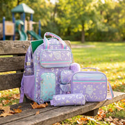 17 3-Piece School Backpack with Lunch Bag & Pencil Case, Purple