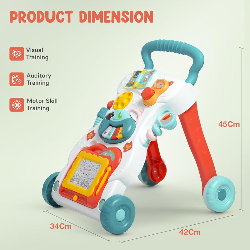 Baybee Baby Crawlio Walker for Kids, Baby Activity Walker with Music, Rotating Lock Wheel,Gears & Grip Handle for Toddlers for 0 to 2 Years Boy Girls (White)