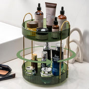 Rotating Makeup Organizer for Vanity 3 Tier, High-Capacity Skincare Clear Make Up Storage Perfume Organizers Cosmetic Dresser Organizer Countertop 360 SpinningGreen - Green 2 Tier