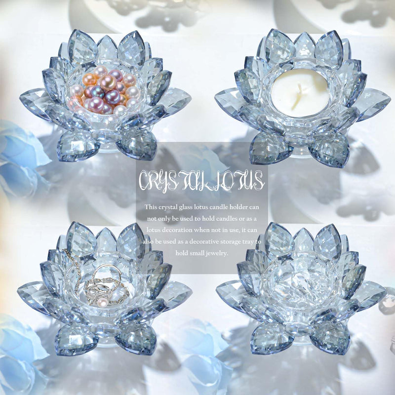 Kolnlala Crystal Lotus Flower Tealight Candle Holders/Glass Tea Light Candlestick Decor Decoration for Christmas Home Wedding Party… (Clean 1pc)